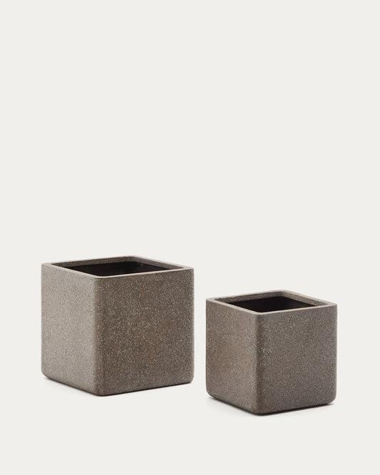 Set de 2 cache-pots Minoa avec effet pierre marron 44 x 44 cm