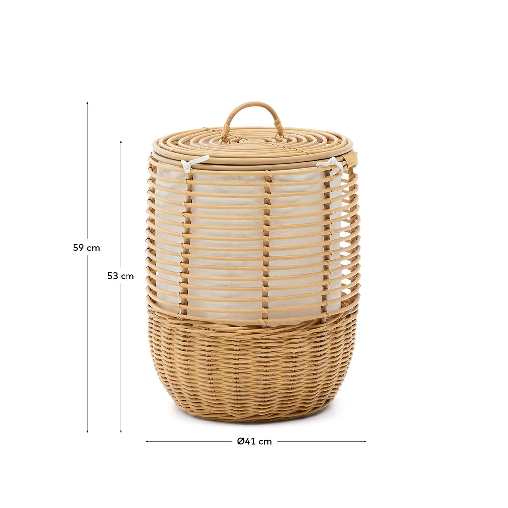 Panier à linge en rotin Liora 59 cm