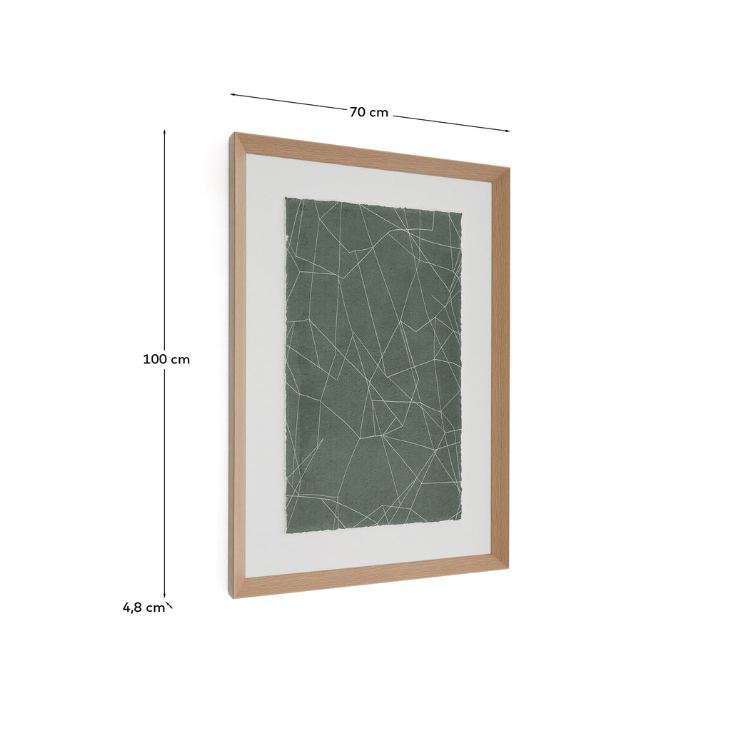 Tableau abstrait Durkan en papier recyclé vert 100 x 70 cm