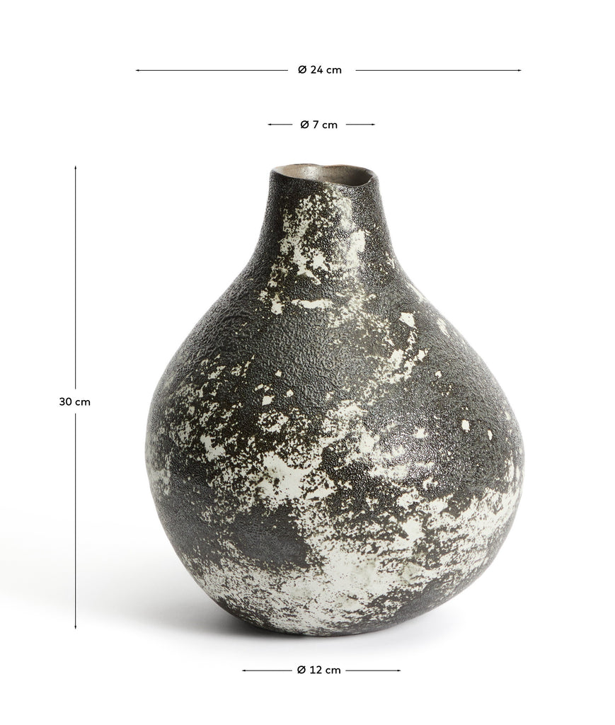 Vase Orelin en céramique noire et blanche 30 cm