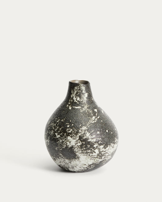Vase Orelin en céramique noire et blanche 30 cm