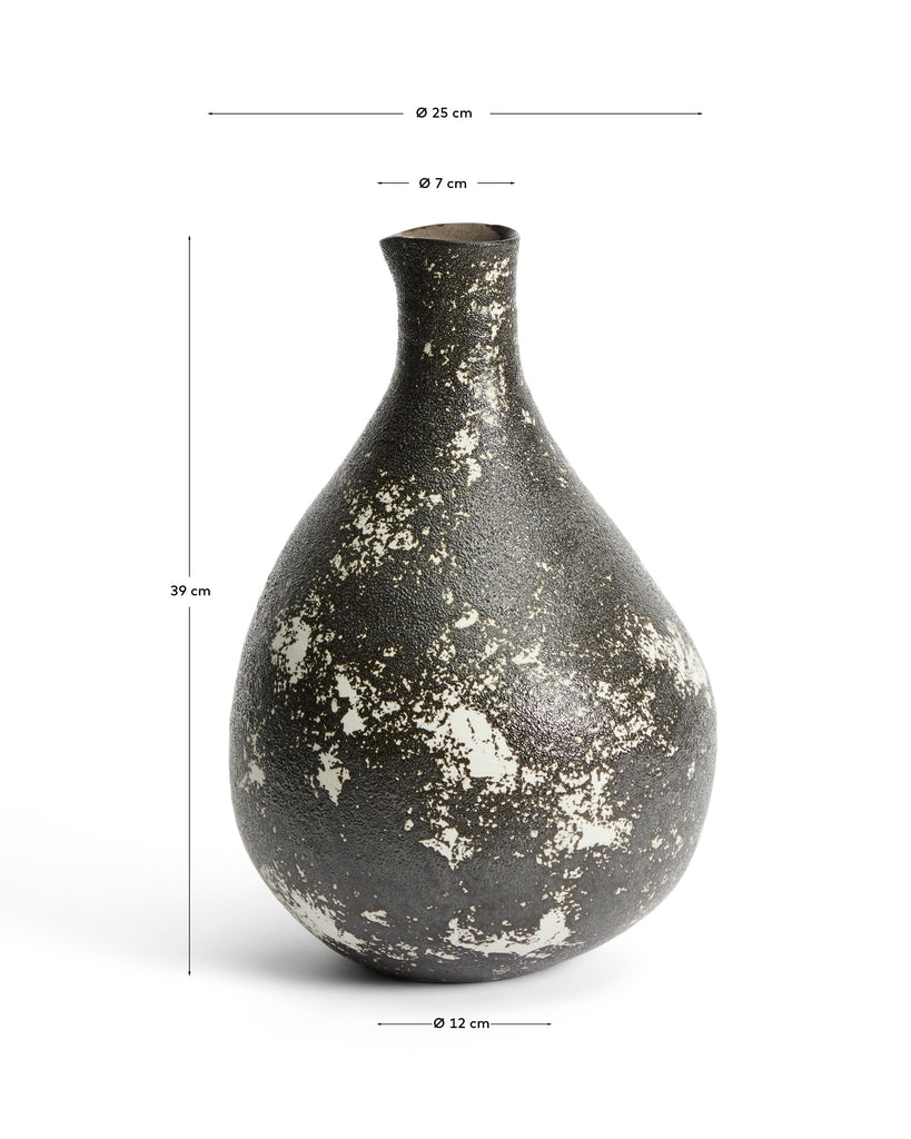Vase Orelin en céramique noire et blanche 39 cm