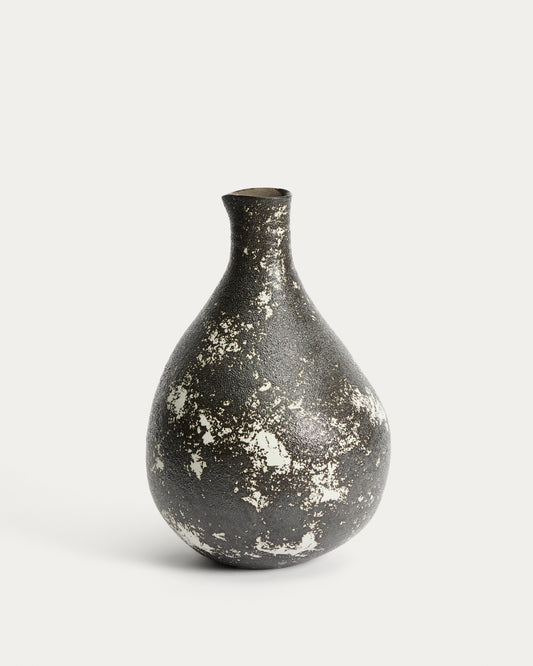 Vase Orelin en céramique noire et blanche 39 cm