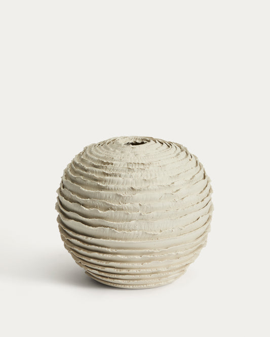 Vase Evania en céramique beige 21 cm