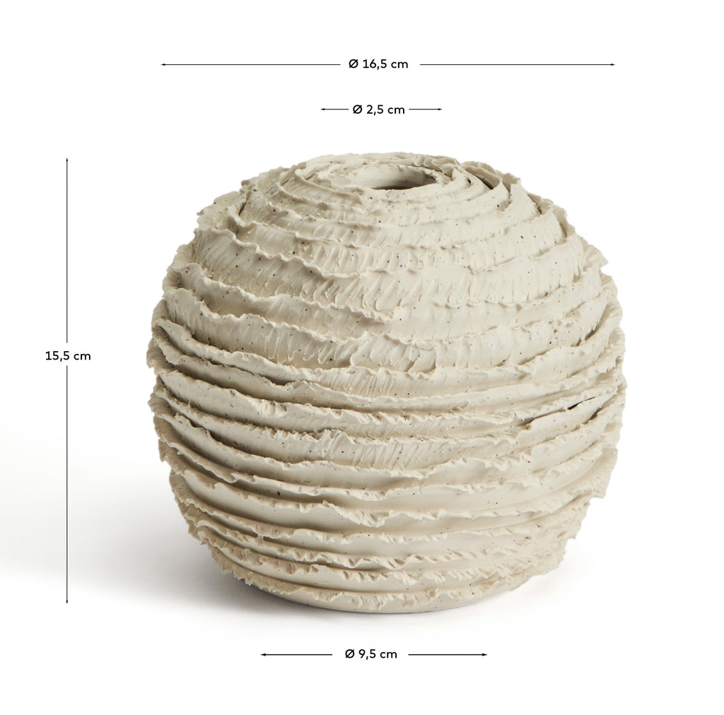 Vase Evania en céramique beige 15,5 cm