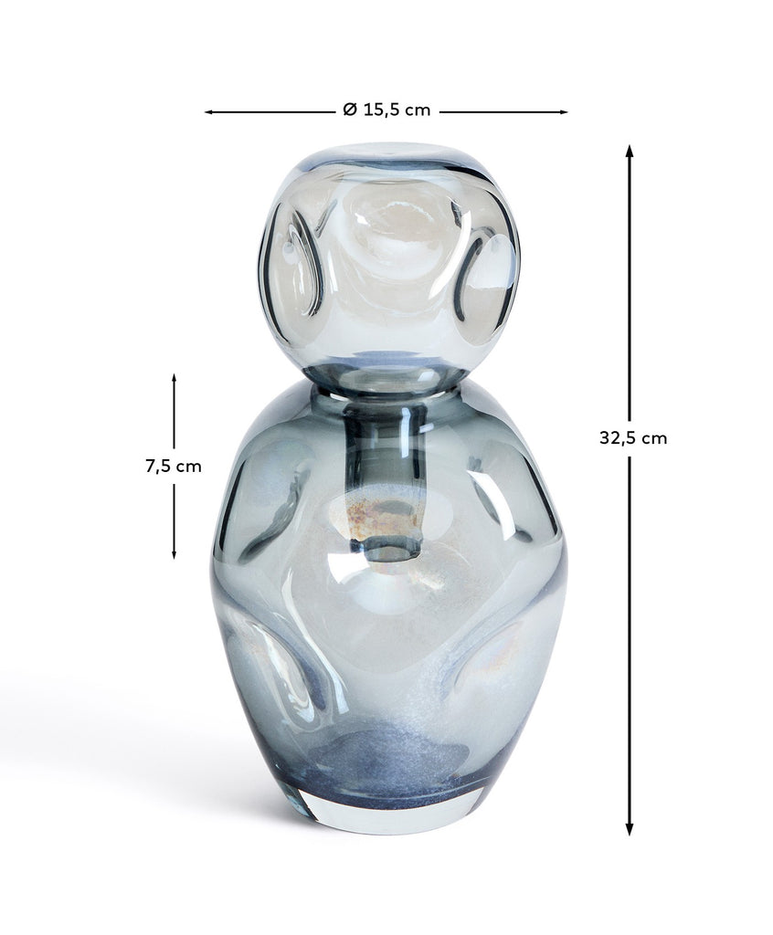 Vase Olivet en verre bleu 32,5 cm