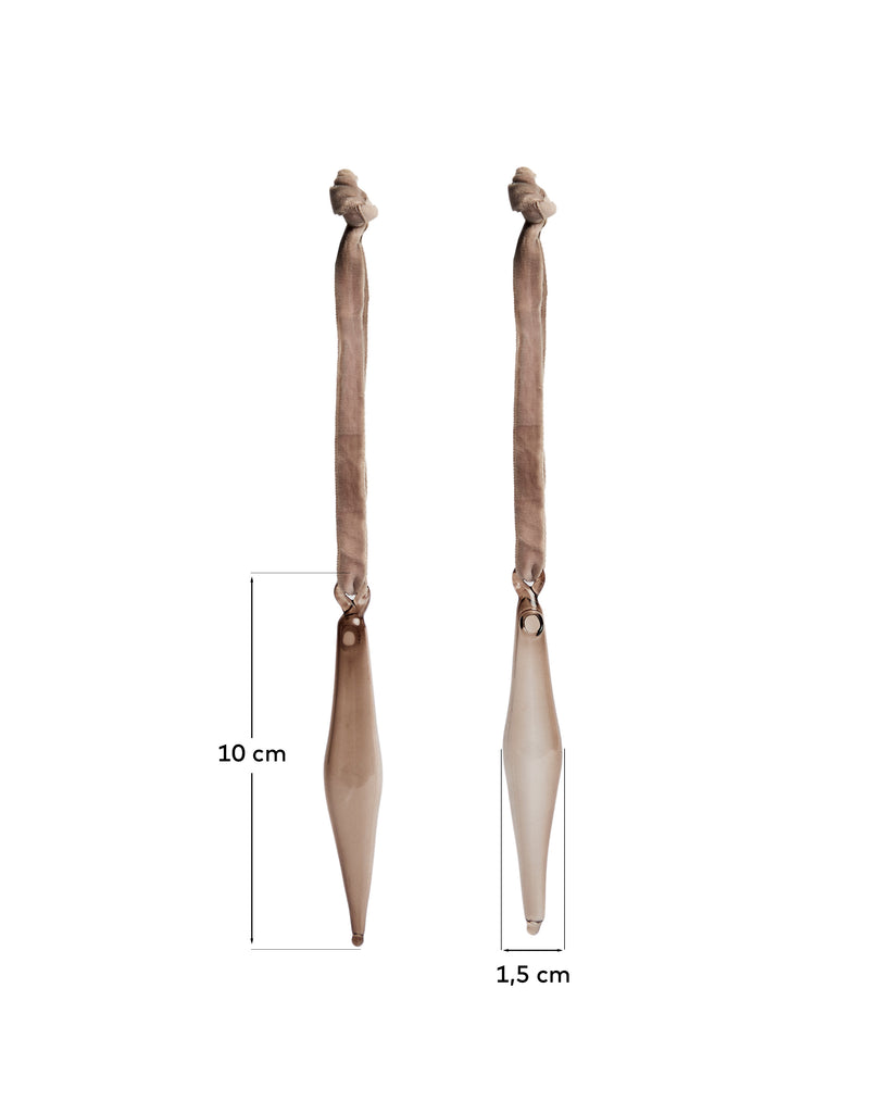 Ensemble Isven de 2 décorations suspendues en verre recyclé marron 10 cm