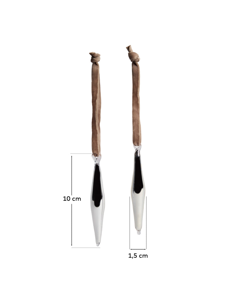 Ensemble Isven de 2 décorations suspendues en verre recyclé argenté 10 cm