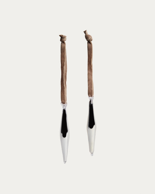 Ensemble Isven de 2 décorations suspendues en verre recyclé argenté 10 cm