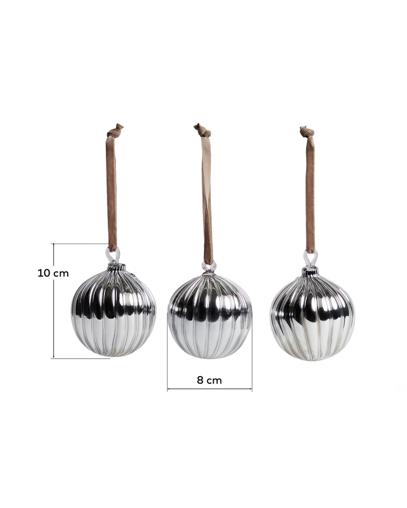 Ensemble Oranel de 3 décorations suspendues en verre recyclé argenté Ø 8 cm