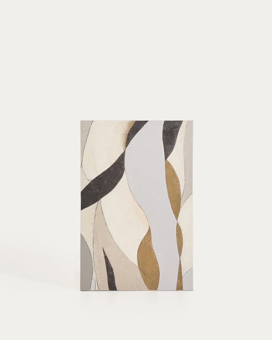 Toile abstraite Marvilo grise et moutarde 60 x 90 cm