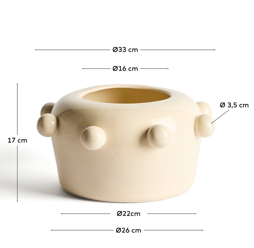 Vase Odra en céramique écrue avec finition brillante 17 cm