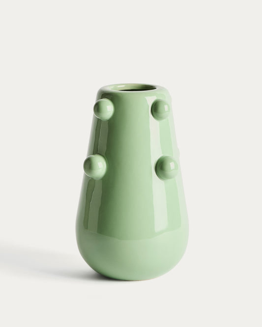 Odra vase in light green ceramic with glossy finish 25.5cm 