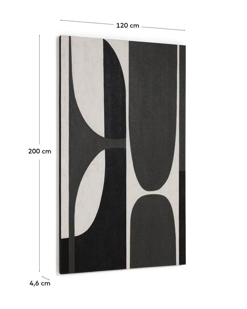 Tableau abstrait Onure noir et blanc 120 x 200 cm