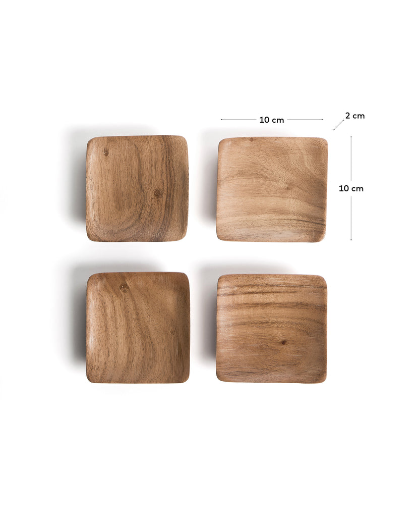 Ensemble Rovin de 4 sous-verres en bois d’acacia