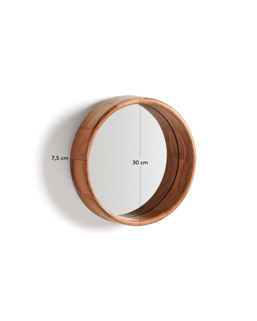 Miroir Berale en bois d’acacia Ø 30,5 cm