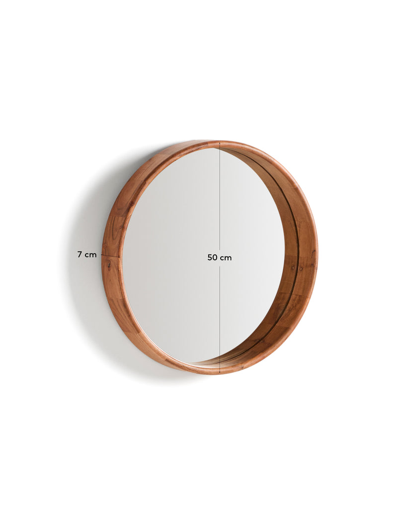 Miroir Berale en bois d’acacia Ø 49,5 cm