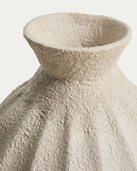 Arquena beige papier-mâché vase 46cm