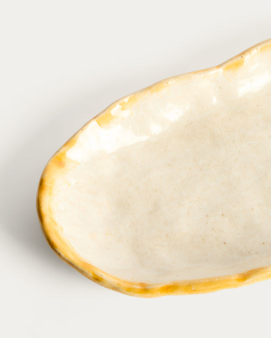 Plateau Belor en céramique blanche 31,8 x 13 cm