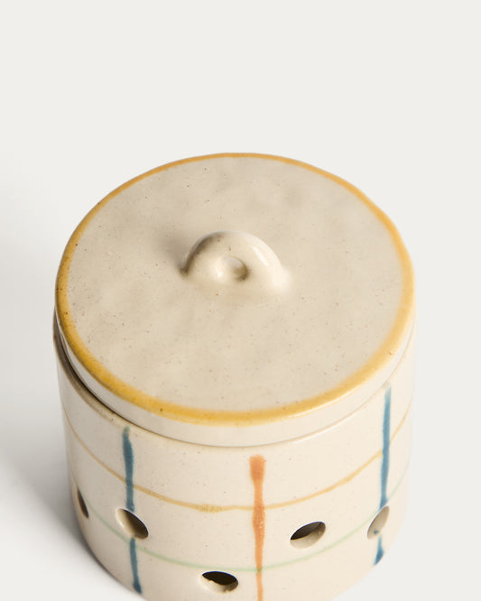 Pot à ail Belor en céramique avec lignes multicolores 9,8 cm