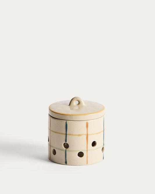 Pot à ail Belor en céramique avec lignes multicolores 9,8 cm