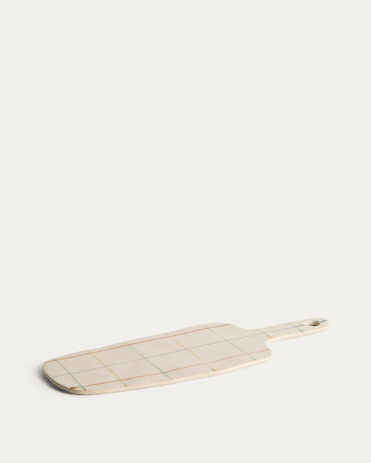 Planche de service Belor en céramique avec lignes multicolores 36 x 13,8 cm