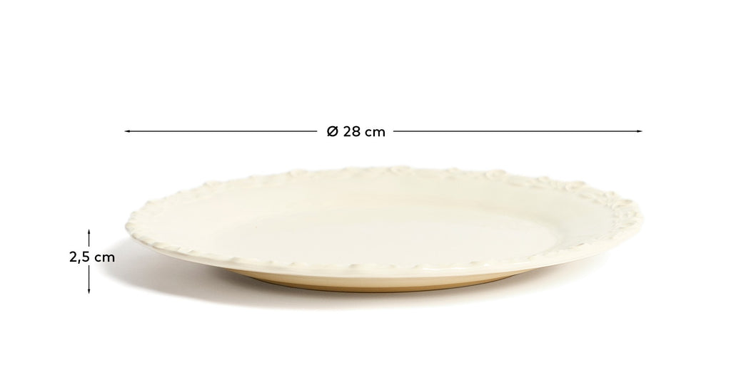 Assiette plate Varla en céramique beige