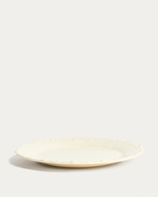 Assiette plate Varla en céramique beige