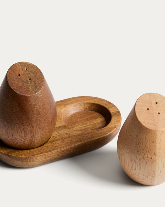 Milvara set of salt and pepper shakers in acacia wood and rubberwood FSC 100%