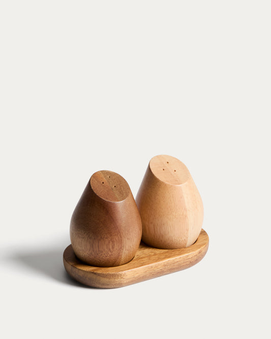 Milvara set of salt and pepper shakers in acacia wood and rubberwood FSC 100%