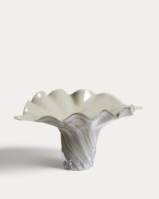 Centre de table en verre Lurea de couleur verte aux nuances grises 56 x 36,5 cm