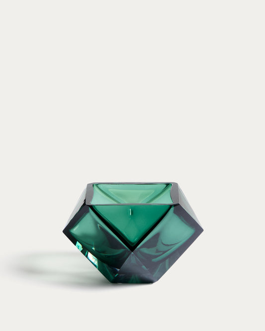 Centre de table en verre Uconi vert émeraude 14 cm