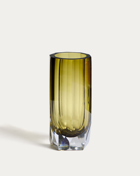 Vase en verre Uconi vert olive 26 cm