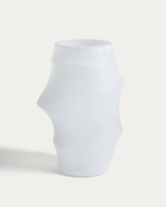 Vase Neluo en verre blanc opalin 49 cm