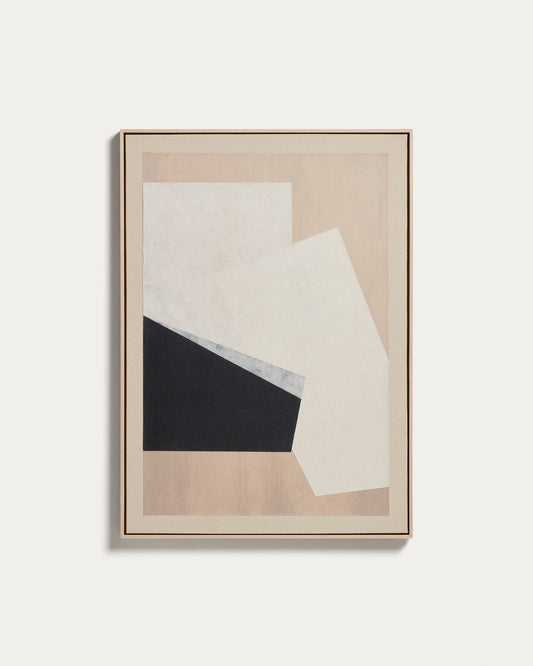 Tableau abstrait Varo en papier et lin beige 50 x 70 cm