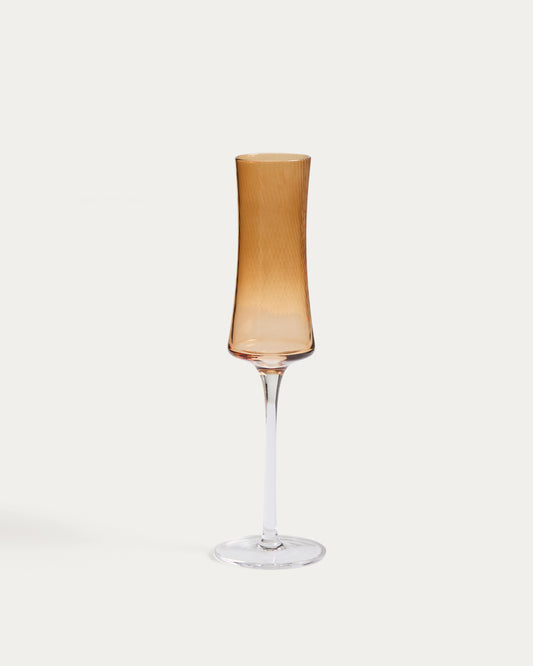 Coupe à champagne Auri en verre ambre avec relief 15 cl