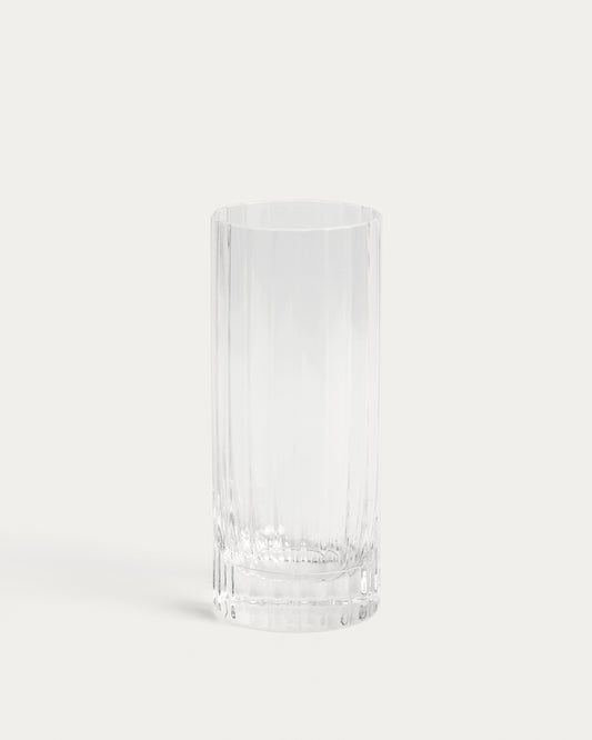 Nivor clear drinking glass with carved vertical relief, 30 cl