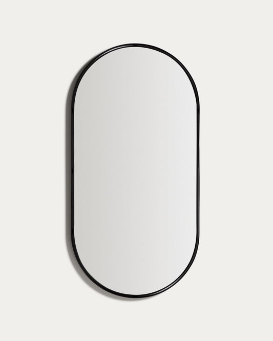 Miroir ovale Noral en métal noir 60,5 x 120 cm