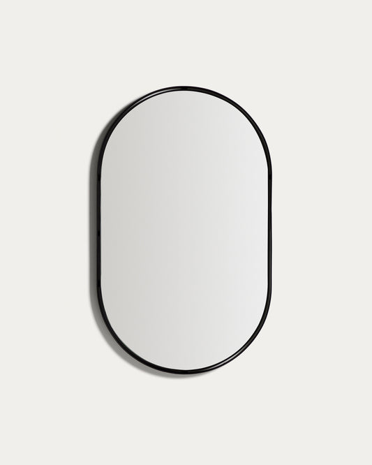 Miroir ovale Noral en métal noir 50,5 x 90 cm