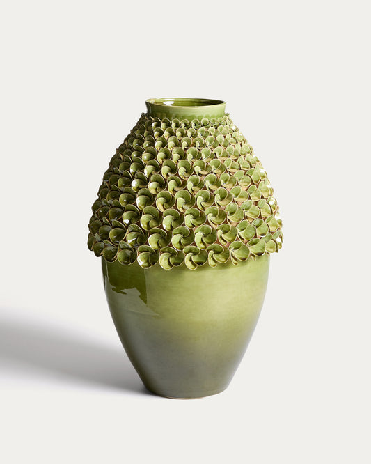 Vase Ederia en céramique vert clair 39 cm