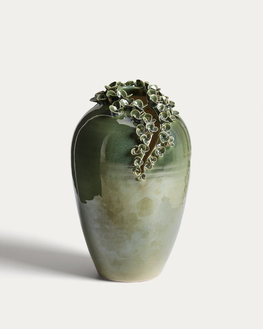 Vase Ederia en céramique vert olive 33 cm