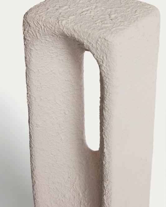 Sculpture Vriona en papier mâché couleur écru 11 x 44,5 cm