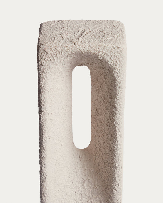 Sculpture Vriona en papier mâché couleur écru 11 x 44,5 cm