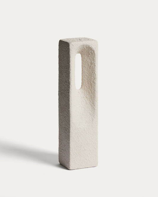 Sculpture Vriona en papier mâché couleur écru 11 x 44,5 cm