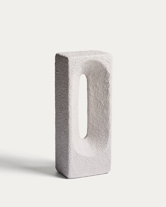 Sculpture Vriona en papier mâché gris clair 13,5 x 33,5 cm