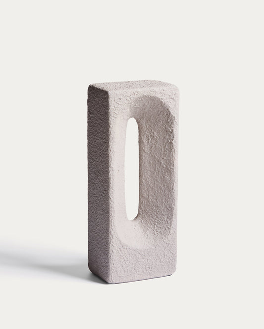 Vriona light grey papier-mâché sculpture 13.5 x 33.5 cm