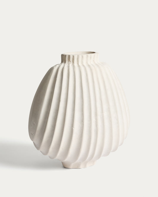 Arisea ecru papier-mâché vase 25 cm