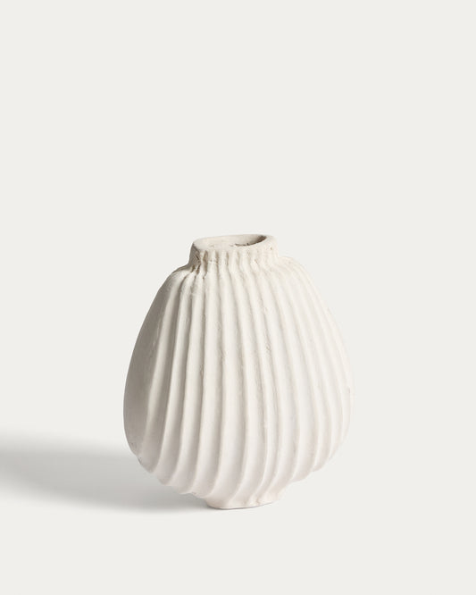 Arisea ecru papier-mâché vase 18 cm
