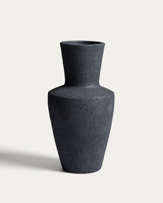 Vase Nerun en terre cuite noire 46 cm