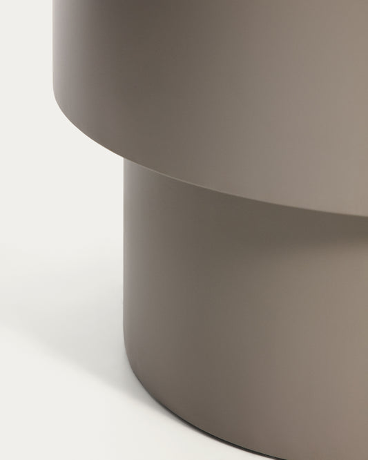 Mash round metal planter in taupe Ø41